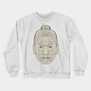 Maori Face with Moko facial Tattoo Crewneck Sweatshirt